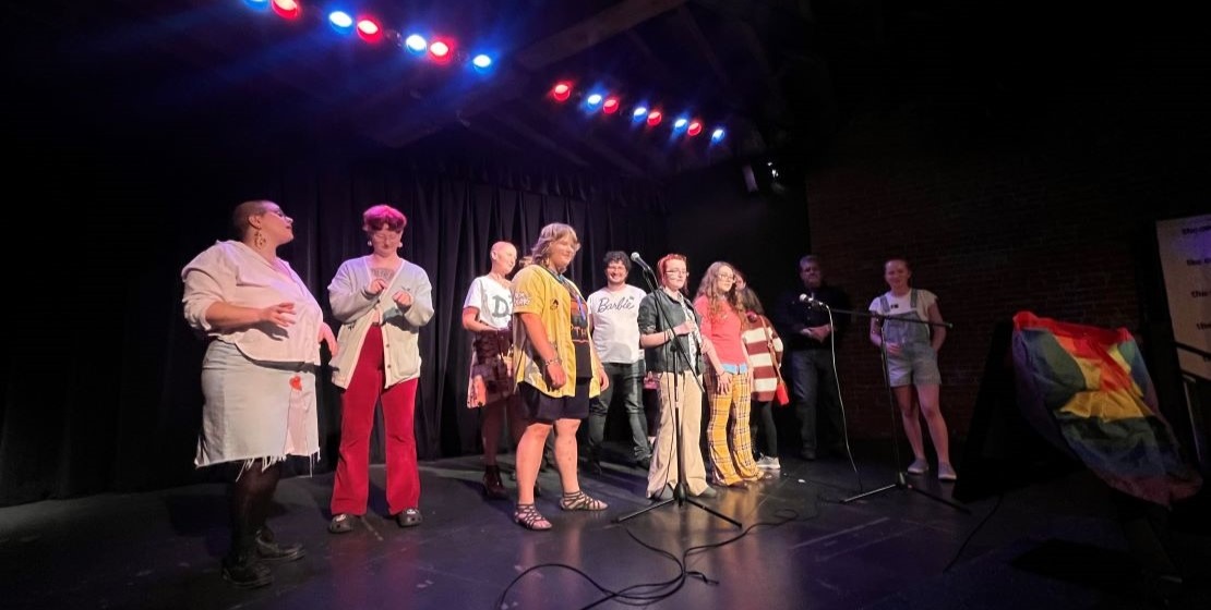 A group of guests singing at The Cooperage Project's karaoke night.