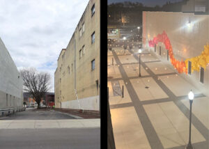 A before-and-after comparison of the area that has been turned into the SOMA Arts Center in Wilkes-Barre.