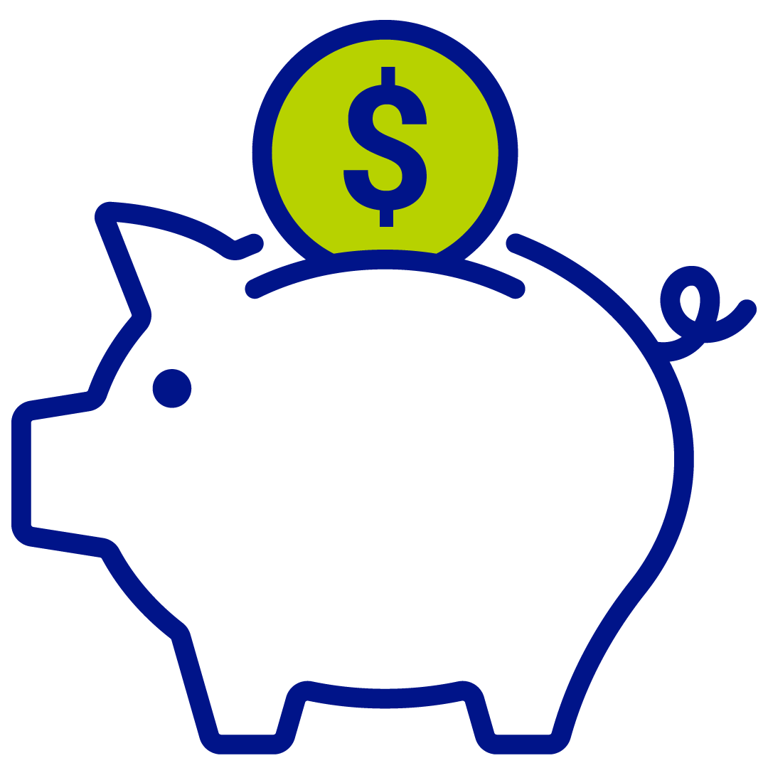 Piggy bank with coin dropping in