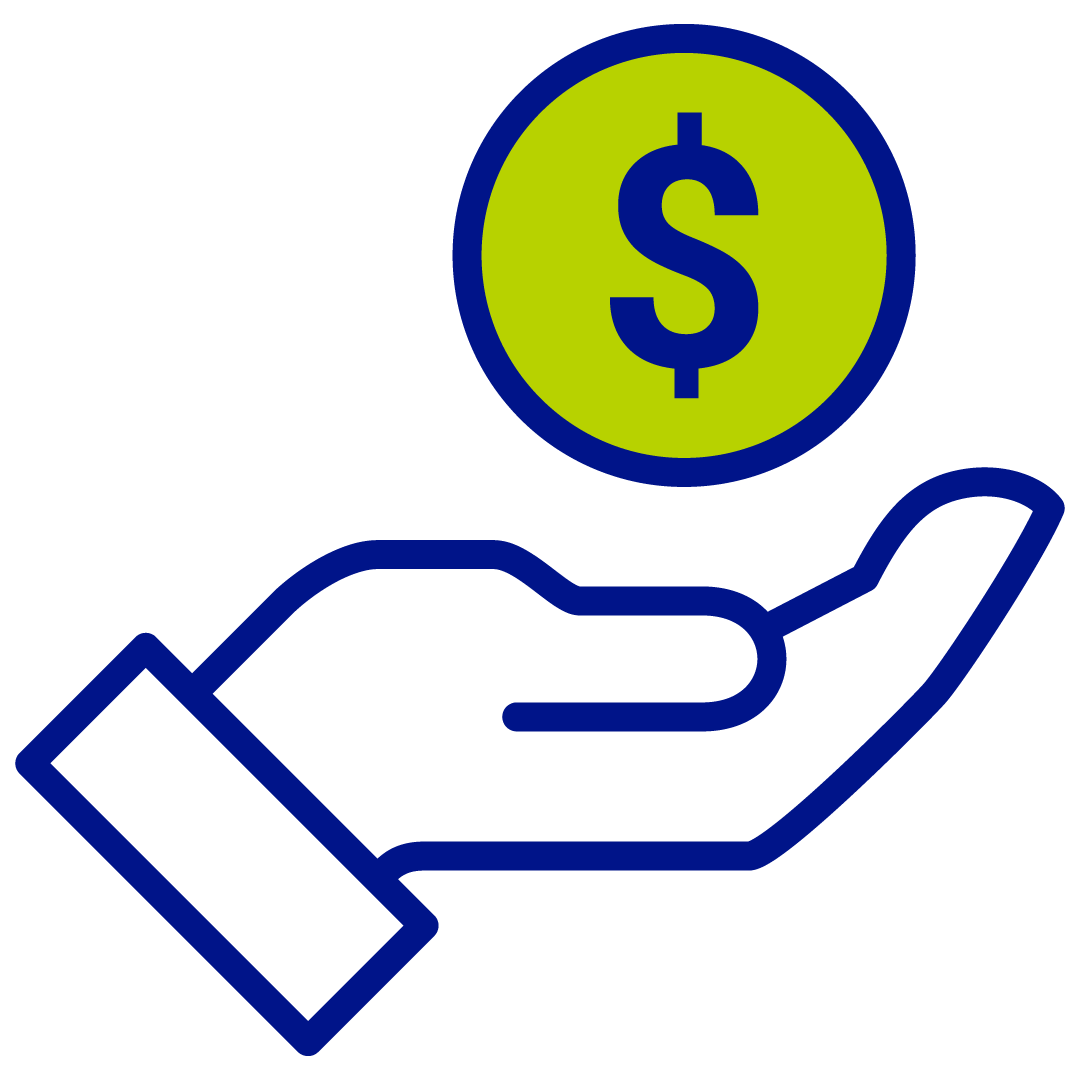 Coin dropping into a hand