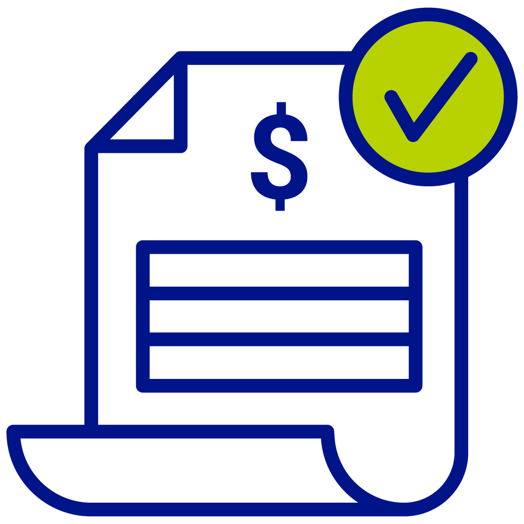 Bill statement with a checkmark at the top