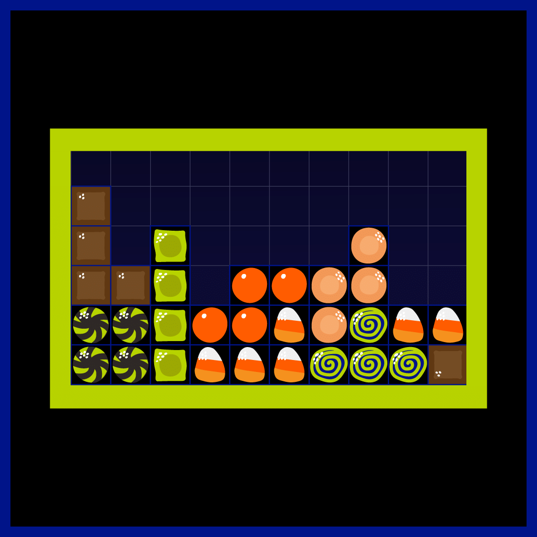 Snapshot of Sweet Savings Stacker game with candy stacked up